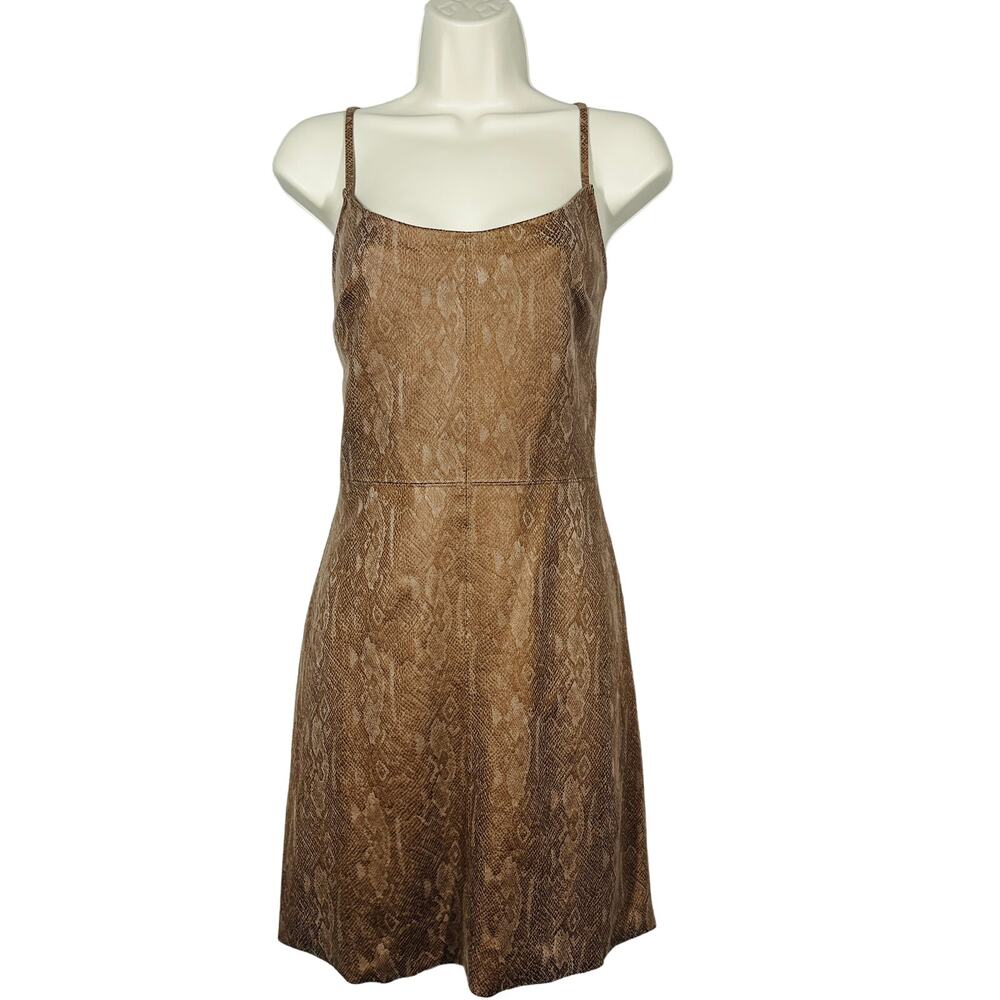 NEW! Lavender Brown Soho Dress Strappy Bodycon Snake Print Mini Tan - S